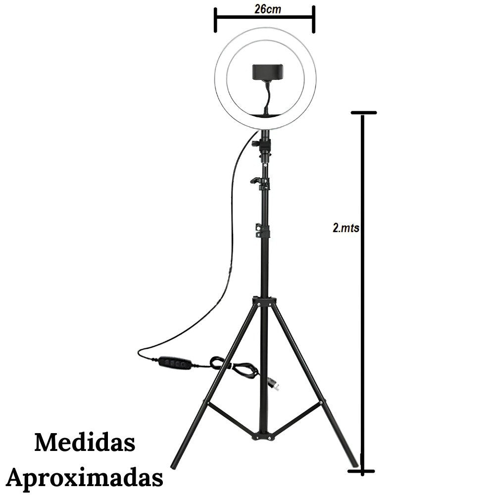 Aro de Luz LED RGB 26cm con Trípode — Modelo MJ26