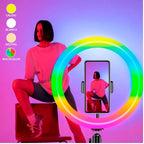 Aro de Luz LED RGB 26cm con Trípode — Modelo MJ26